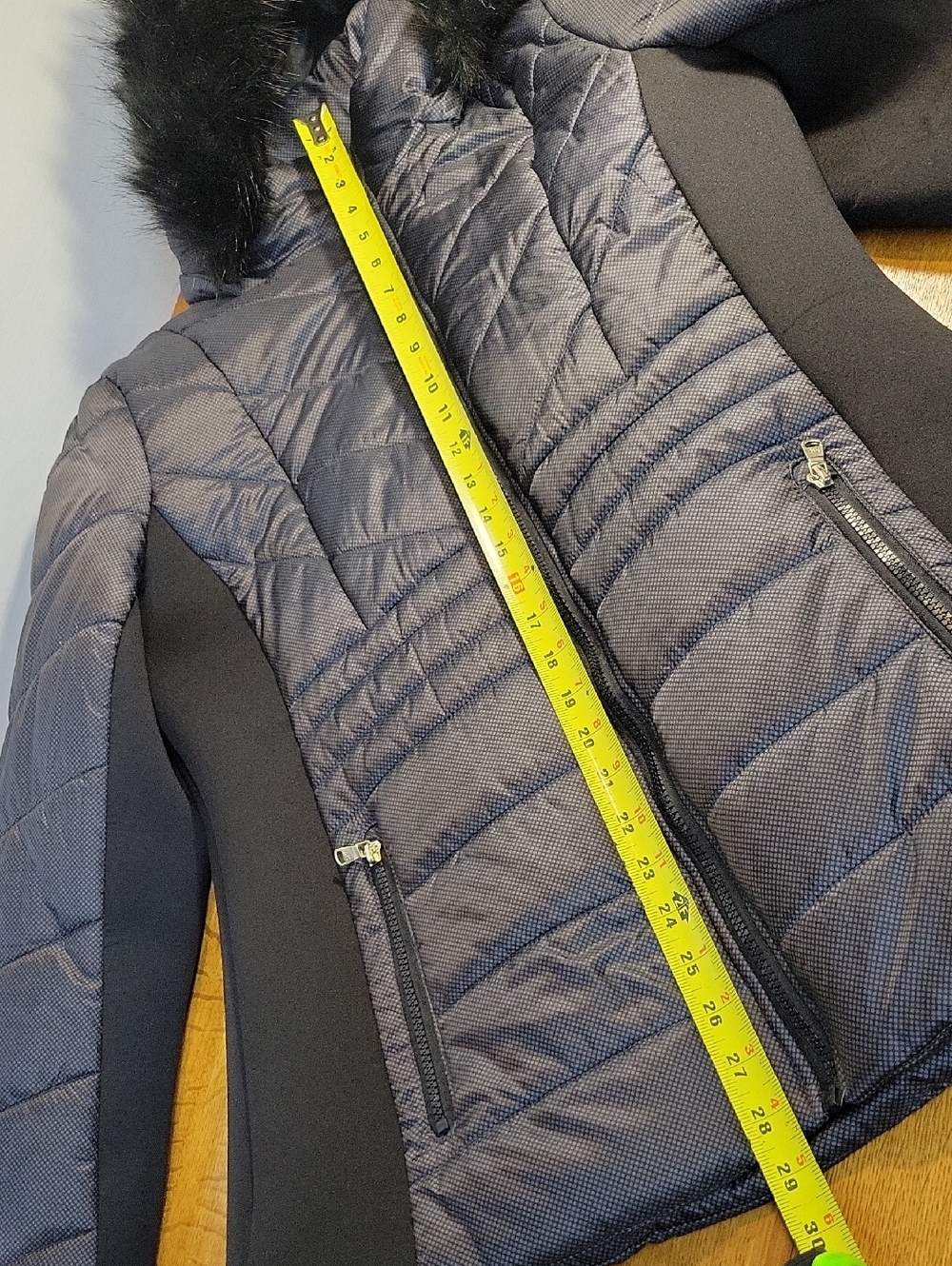 Michael Kors Black Winter Puffer Coat With Faux Fur Zip Off Hood Womens Size L - Picture 9 of 15